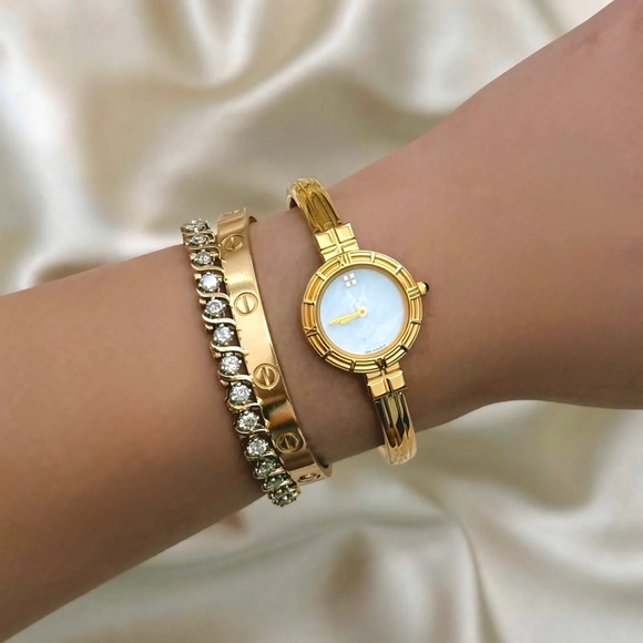 AUTHENTIC VINTAGE YVES SAINT LAURENT MOTHER-OF-PEARL WATCH